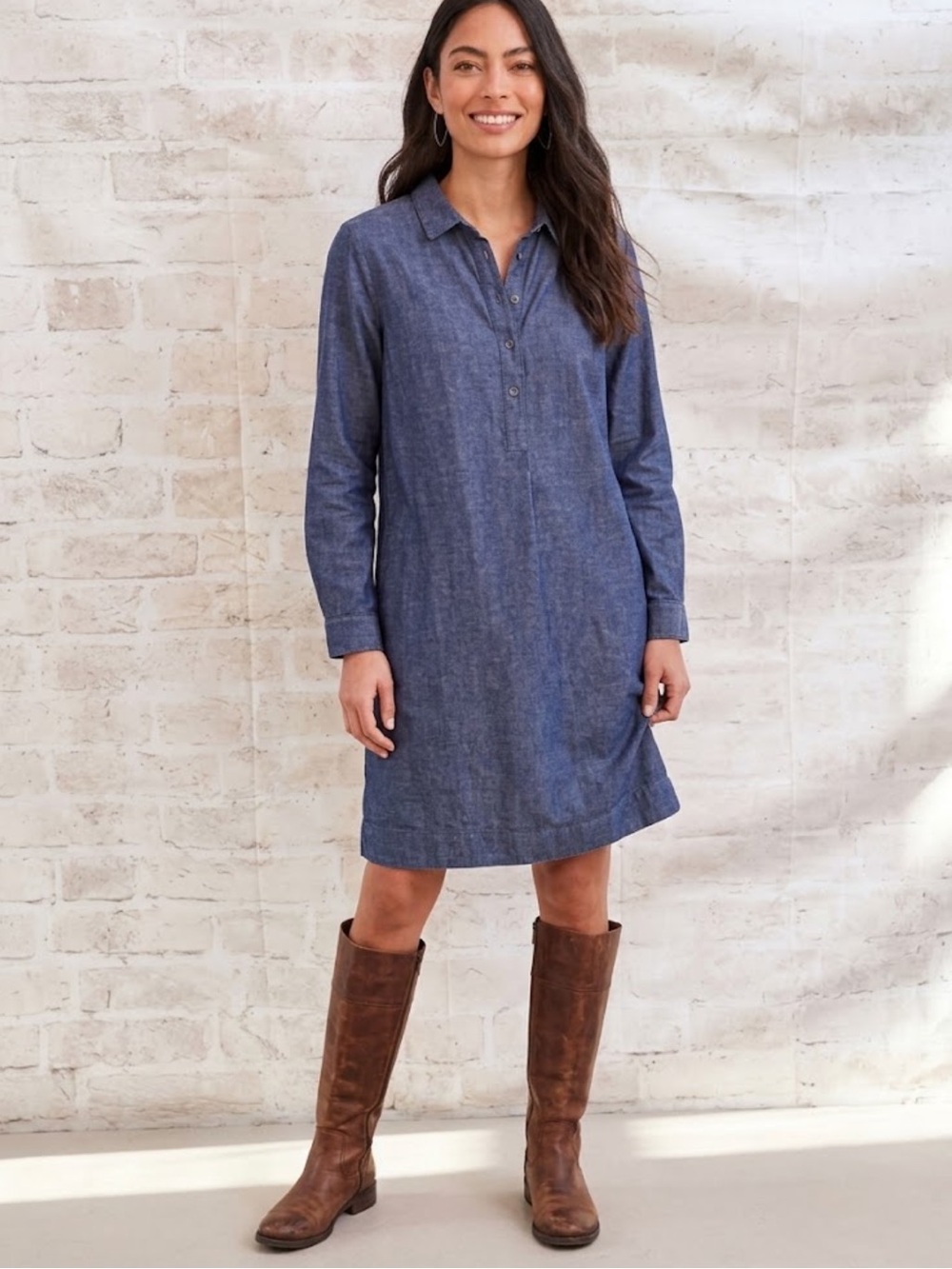 J Jill Denim size M Chambray Button-Front Women's midi pocket dress